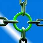 Green Chain Link Shows Strength Security Stock Photo