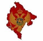 Montenegro Map On Montenegro Flag Drawing ,grunge And Retro Flag Stock Photo