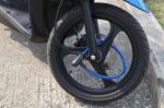 Portable Lock On Front Wheel Motocycle Stock Photo