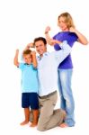 Family Flexing Muscles Stock Photo