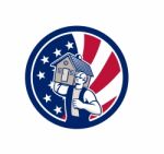 American House Removal Usa Flag Icon Stock Photo