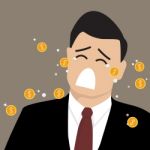 Businessman Crying Out In Money Tears Stock Photo