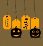 Happy Halloween. Sale Coupon, Voucher And Tag Stock Photo