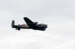 Avro Lancaster Bomber Flying Over Shoreham Airfield Stock Photo