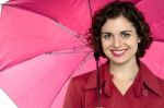 Beautiful Woman Holding An Open Umbrella Stock Photo