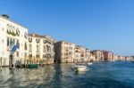 Powerboat Cruising Down The Grand Canal Stock Photo