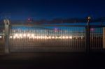 Airport Security At Dusk Stock Photo