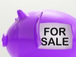 For Sale Piggy Bank Means Selling Goods Stock Photo