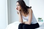 Young Woman Suffering From Insomnia In The Bed Stock Photo