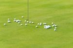 Group Of Practice Golf Balls Stock Photo