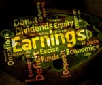 Earnings Word Means Text Yield And Salaries Stock Photo