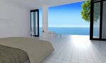 The Modern Bedroom With Sea View Interior For Vacation And Summe Stock Photo