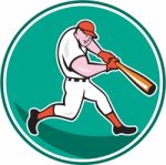 American Baseball Player Batting Cartoon Stock Photo