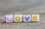 Love Icon On Wood Background Stock Photo