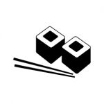 Sushi And Chopsticks Symbol Icon  Illustration On Wh Stock Photo