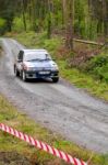 I. Downey Driving Opel Corsa Stock Photo