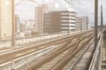 Bts, Sky Train Railroad With Cloudy Sky Stock Photo