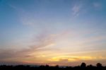 Dramatic Cloudy Sky In Twilight Time Stock Photo