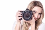 Professional Female Photographer Stock Photo