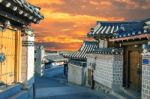 Bukchon Hanok Village,traditional Korean Style Architecture In Seoul,korea Stock Photo