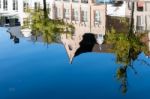 Reflection In A Canal In Bruges West Flanders In Belgium Stock Photo