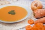 Homemade Carrot Soup Stock Photo