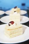 Sponge Cakes On Plates Stock Photo