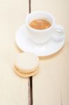 Colorful Macaroons With Espresso Coffee Stock Photo