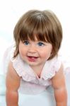 Baby Girl Crawling Stock Photo