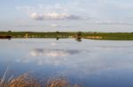 Spring Countryside Lake Landscape Stock Photo