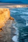 Peruvian Coastline, Rock Formations At The Coast, Paracas Nation Stock Photo