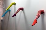 Ladies Legs In Colourful Tights Art Display In The Millennium Ce Stock Photo