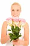 Woman With Roses Stock Photo