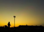 Silhouette Teen Age Run Together  Track Stock Photo