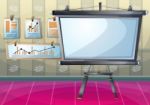 Cartoon  Illustration Interior Classroom With Separated Layers Stock Photo