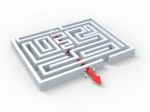 Break Out Of Maze Showing Puzzle Exit Stock Photo