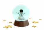 Christmas Snowglobe With Snowman Inside Stock Photo