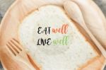 Sliced Of Whole Wheat Bread With Healthy Quote Stock Photo