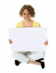 senior Woman Holding Blank Board Stock Photo