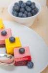 Strawberry And Mango Mousse Dessert Cake Stock Photo