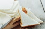 Bread On Wooden Floor Stock Photo