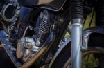 Close Up Old Vintage Motorcycle Cylinder Block Stock Photo