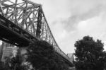 Story Bridge In Brisbane. Black And White Stock Photo