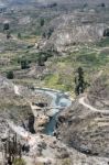 Canyon Of The Colca River In Southern Peru Stock Photo