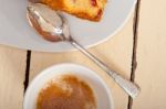 Plum Cake And Espresso Coffee Stock Photo