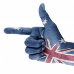 Australia Flag On Shooting Hand Stock Photo