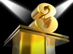Golden Three On Pedestal Shows Entertainment Awards Or Recogniti Stock Photo