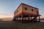 Historical Life-guard Building In Fuseta Stock Photo