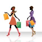 Women Shopping Indicates Retail Sales And Adult Stock Photo