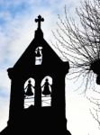 Silhouette Of Church Belfry Tower Stock Photo